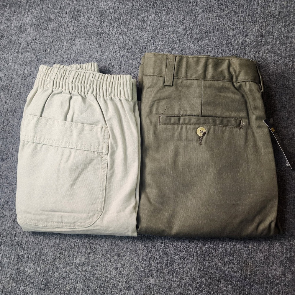 Weekender & Outdoor Outfitters Deck Shorts Mens 50 Green Beige Cotton Lot 2 Pair